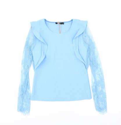 Womens UK Size S In Vogue Blue Basic Blouse