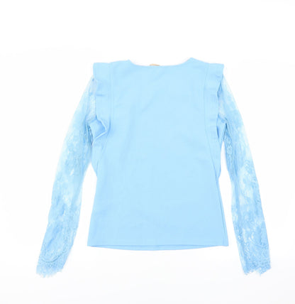 Womens UK Size S In Vogue Blue Basic Blouse