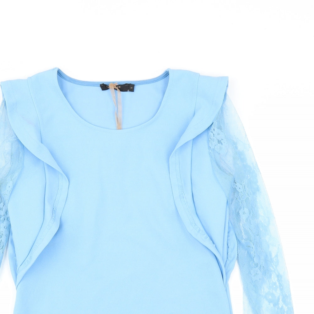 Womens UK Size S In Vogue Blue Basic Blouse