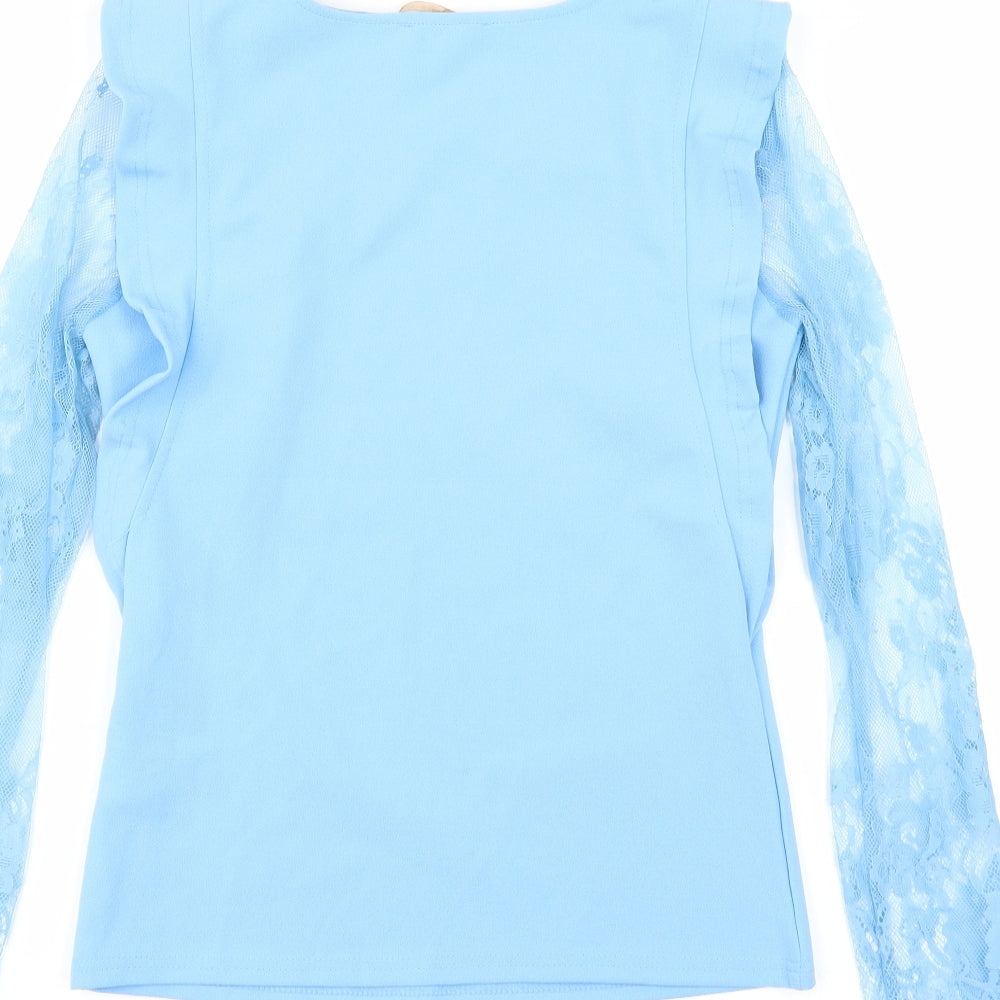 Womens UK Size S In Vogue Blue Basic Blouse