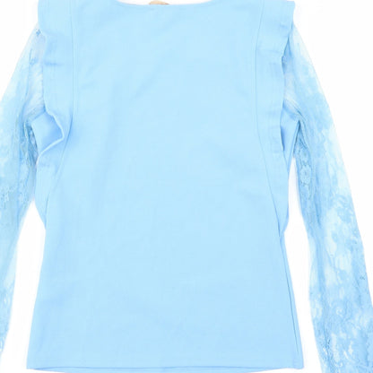 Womens UK Size S In Vogue Blue Basic Blouse