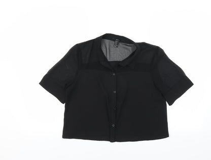 FOREVER 21 Womens Black   Cropped Blouse Size M  - sheer
