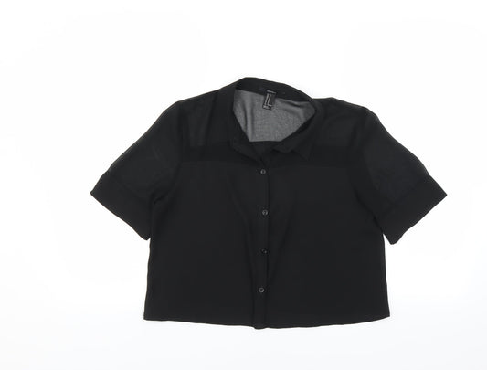 FOREVER 21 Womens Black   Cropped Blouse Size M  - sheer