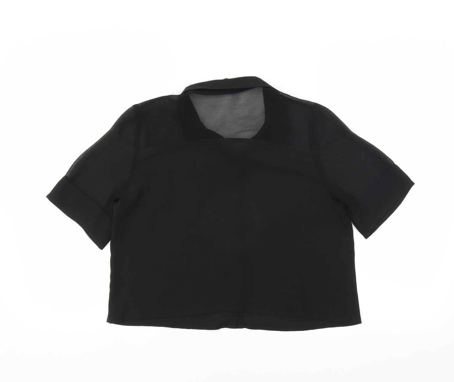 FOREVER 21 Womens Black   Cropped Blouse Size M  - sheer