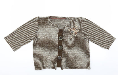Marks and Spencer Womens Brown Striped  Pullover Jumper Size XL