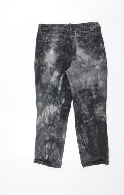 Topshop Womens Grey  Denim Straight Jeans Size 32 in L25 in - tie dye