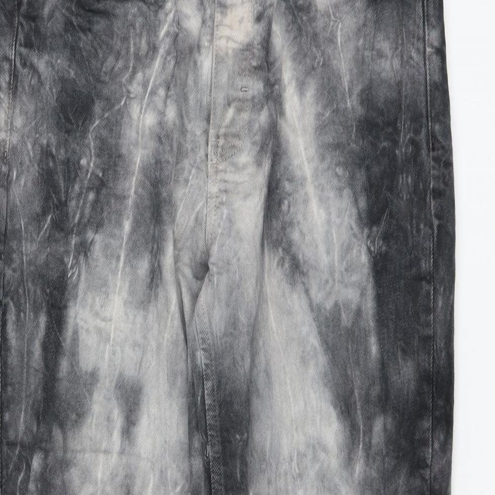 Topshop Womens Grey  Denim Straight Jeans Size 32 in L25 in - tie dye