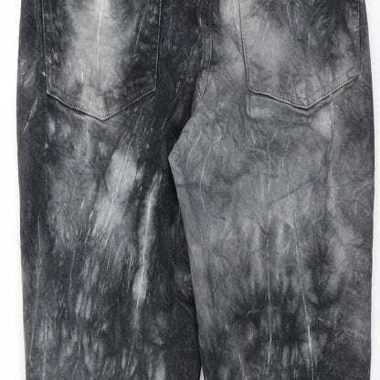 Topshop Womens Grey  Denim Straight Jeans Size 32 in L25 in - tie dye