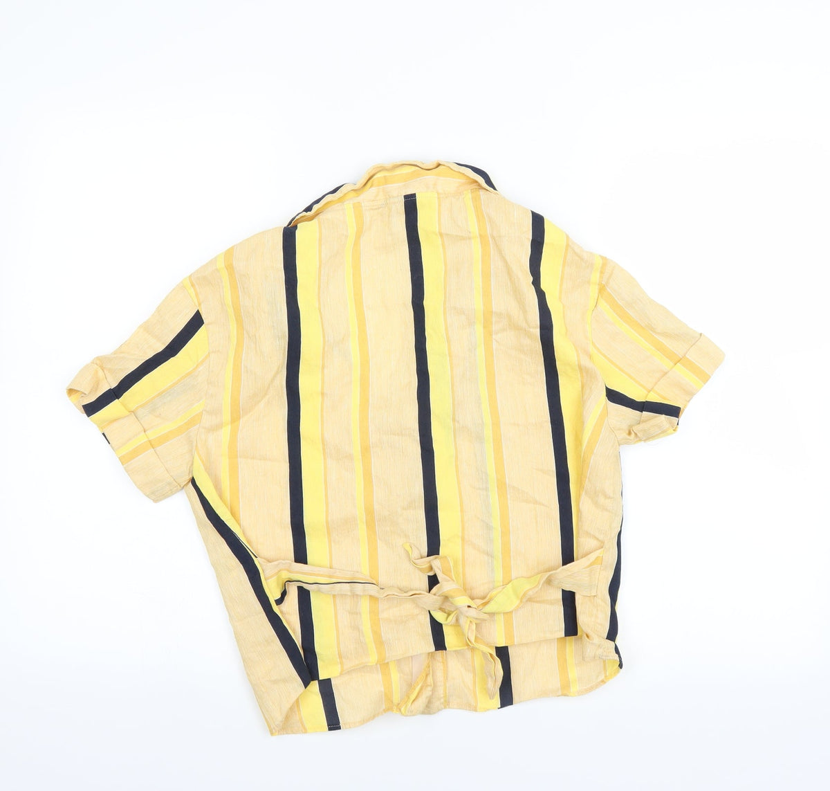 TRF Collection Womens Yellow Striped  Basic Blouse Size S
