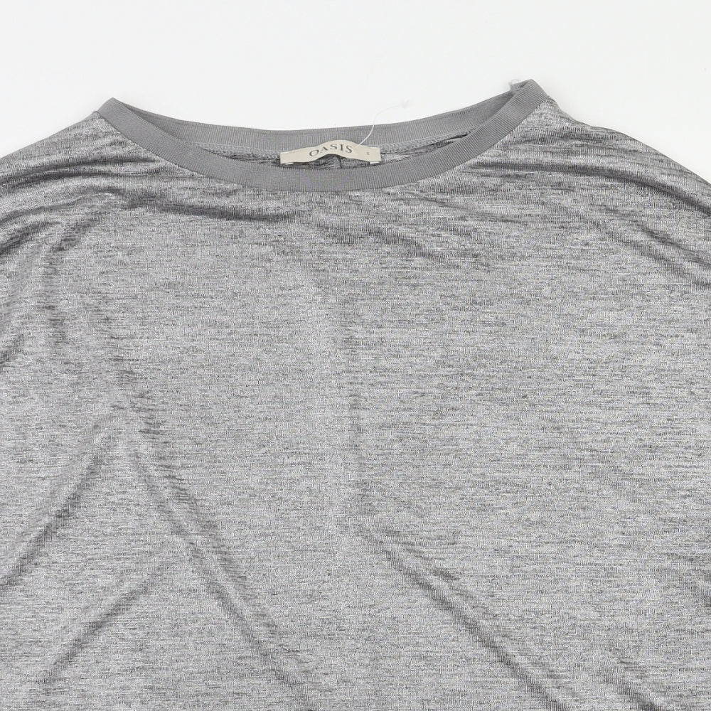 Womens UK Size S Oasis Silver Basic T-Shirt