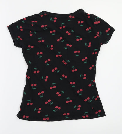 Primark Girls Black Animal Print  Basic T-Shirt Size 6 Years