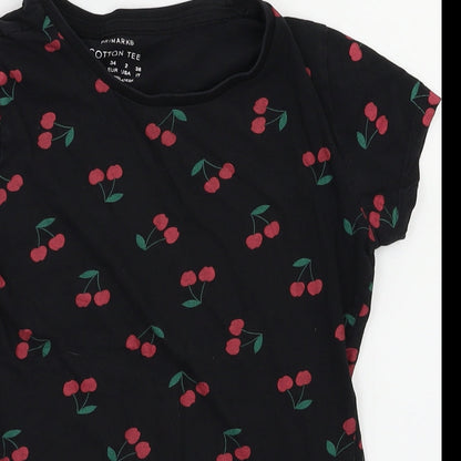 Primark Girls Black Animal Print  Basic T-Shirt Size 6 Years