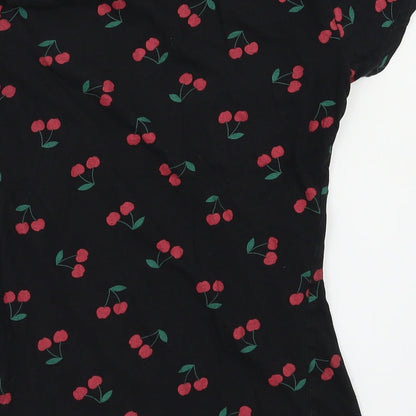 Primark Girls Black Animal Print  Basic T-Shirt Size 6 Years