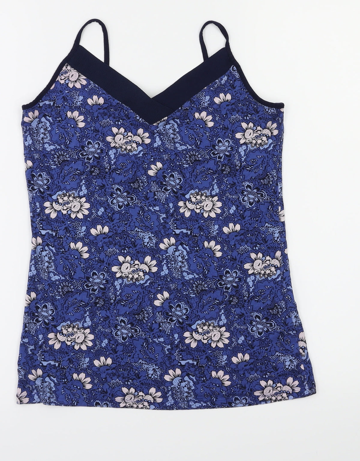 dunns Womens Blue Floral  Basic T-Shirt Size S