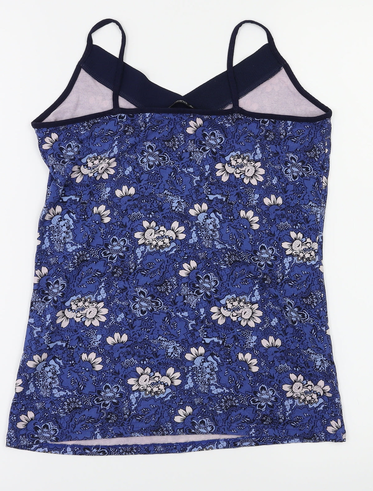 dunns Womens Blue Floral  Basic T-Shirt Size S