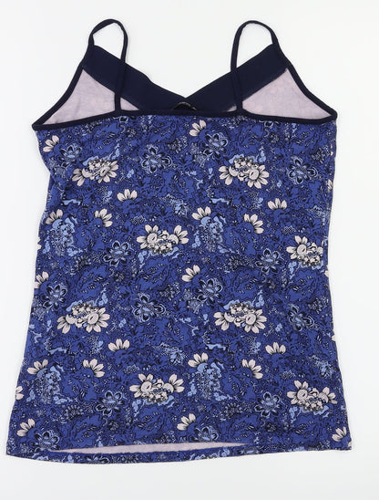 dunns Womens Blue Floral  Basic T-Shirt Size S