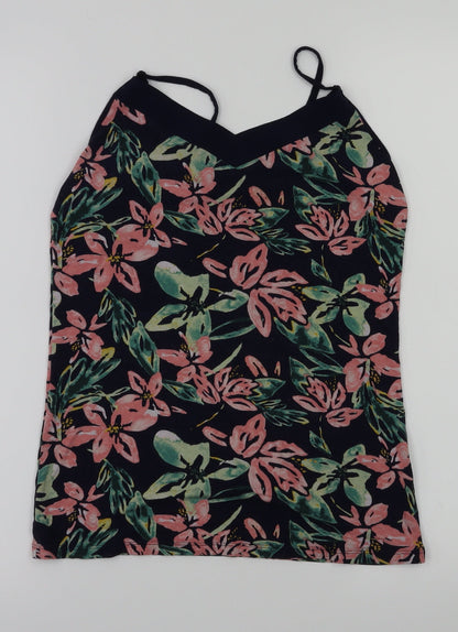 dunnes Womens Blue Floral  Basic T-Shirt Size S