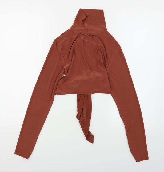 Pretty Little Thing Womens Brown   Cropped Blouse Size 10