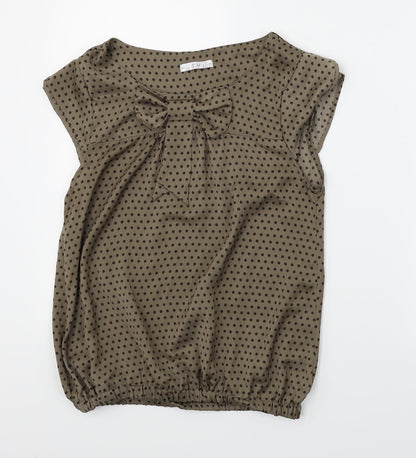 S.Y Womens Brown Polka Dot  Basic Blouse Size M