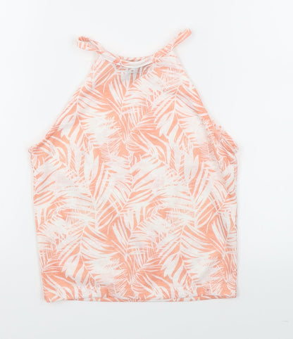 Primark Womens Orange Floral  Camisole T-Shirt Size 8  - Cropped Halter