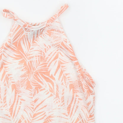 Primark Womens Orange Floral  Camisole T-Shirt Size 8  - Cropped Halter