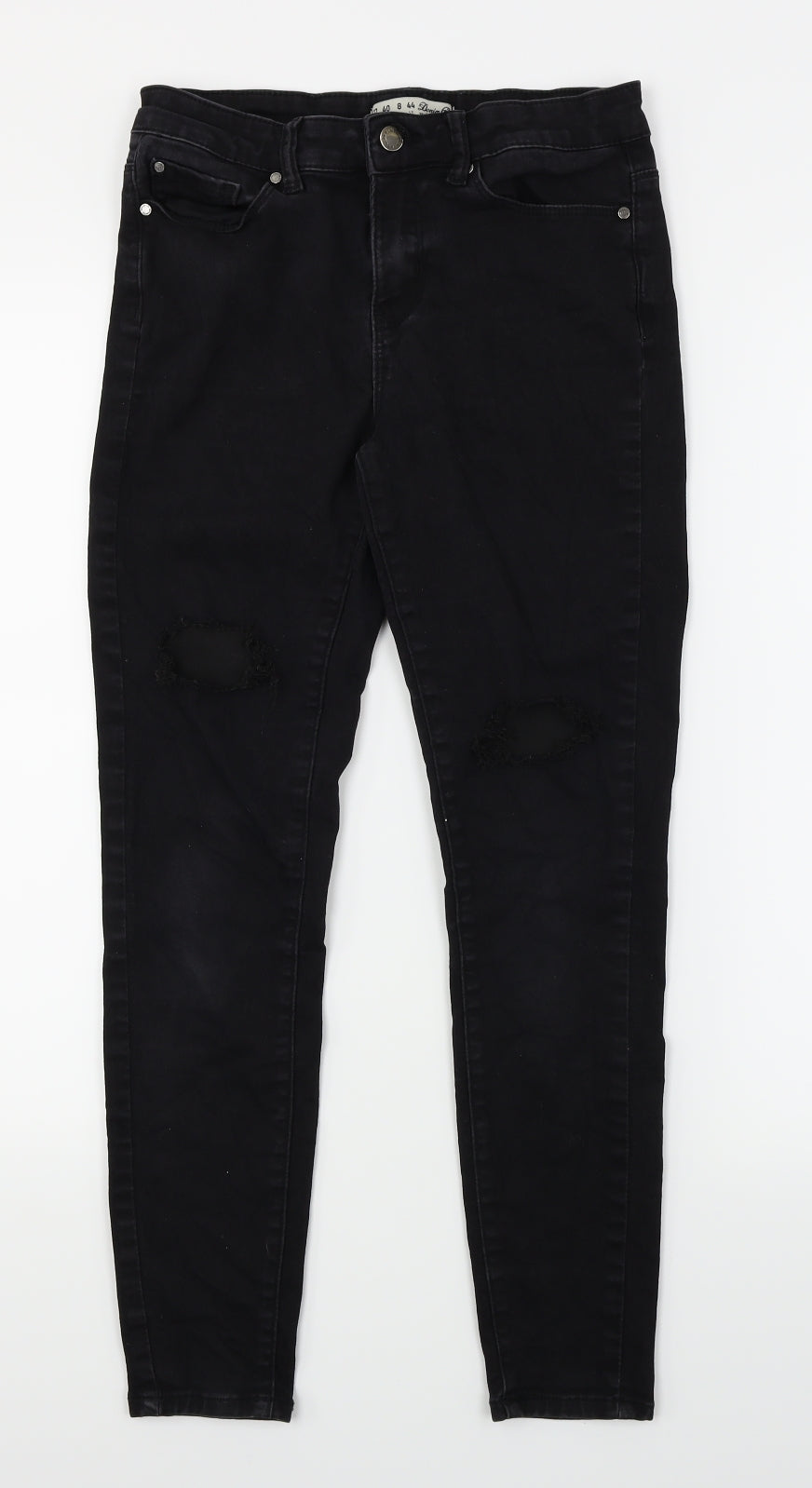 Denim Co Womens Black  Denim Skinny Jeans Size 12 L25 in - Ripped Knees