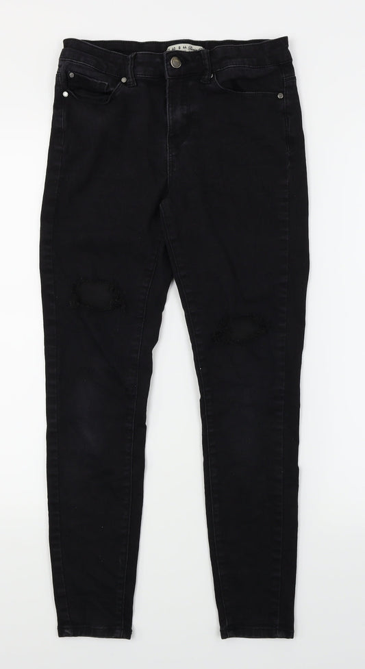 Denim Co Womens Black  Denim Skinny Jeans Size 12 L25 in - Ripped Knees