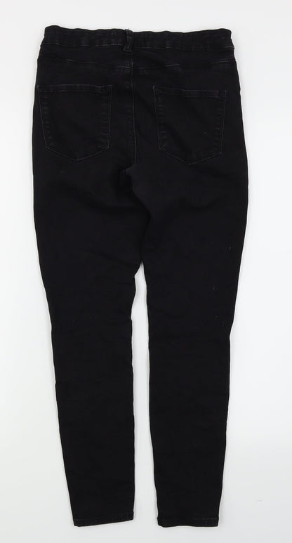 Denim Co Womens Black  Denim Skinny Jeans Size 12 L25 in - Ripped Knees