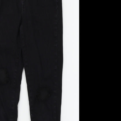 Denim Co Womens Black  Denim Skinny Jeans Size 12 L25 in - Ripped Knees
