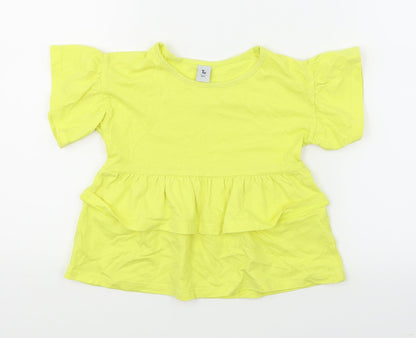 TU Girls Yellow   Basic T-Shirt Size 3 Years  - Peplum