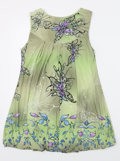 Angeltye Womens Green Floral  Basic T-Shirt Size S