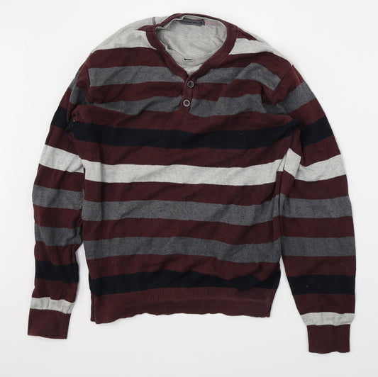Cedarwood state Mens Red Striped  Pullover Jumper Size L