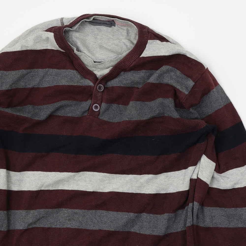 Cedarwood state Mens Red Striped  Pullover Jumper Size L