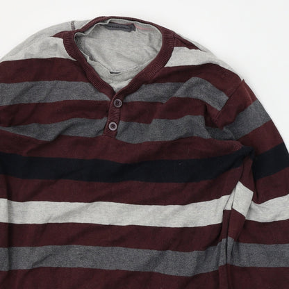 Cedarwood state Mens Red Striped  Pullover Jumper Size L
