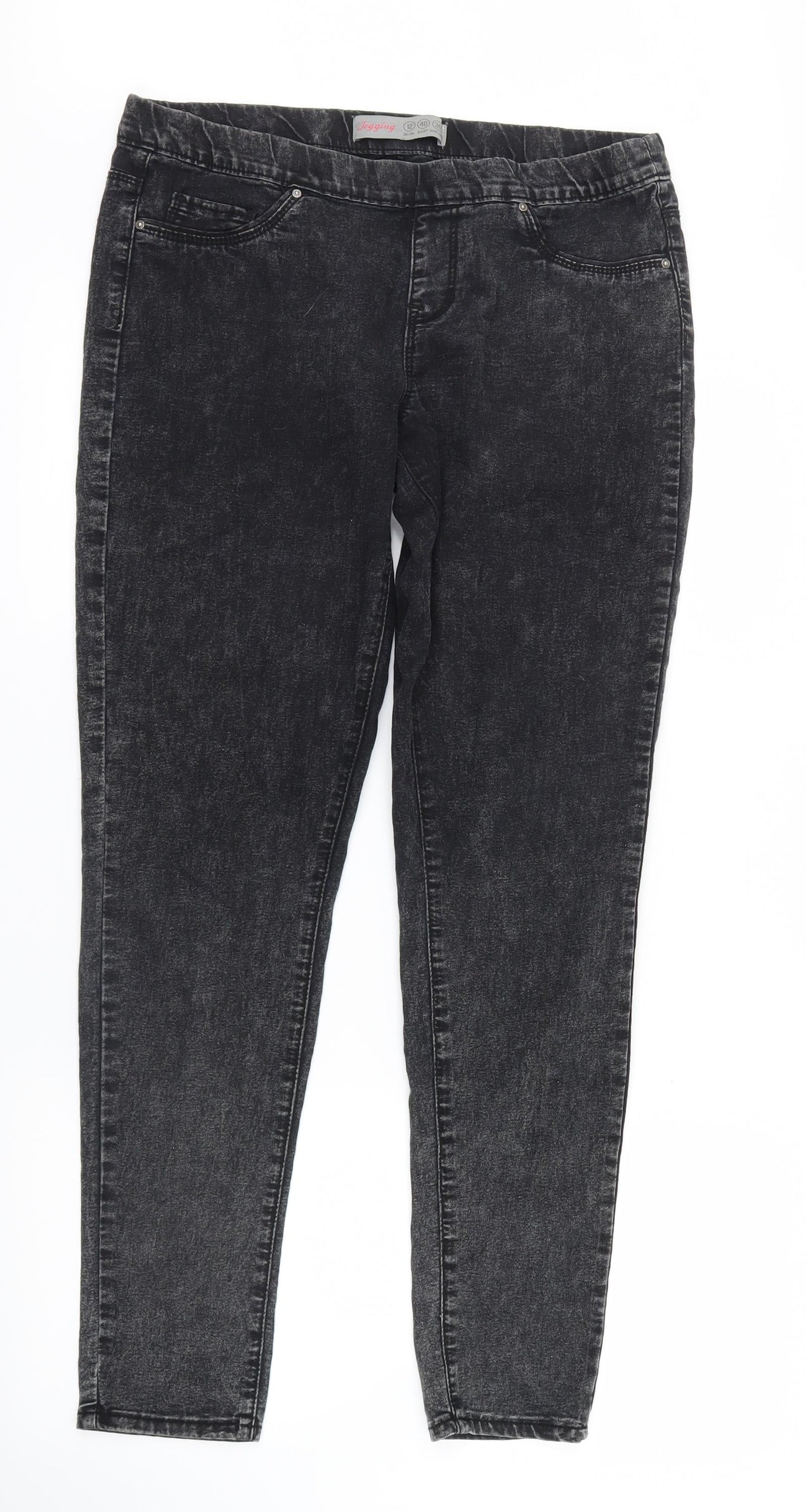 Denim Co. Womens Black  Denim Jegging Jeans Size 12 L29 in