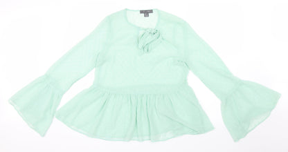 Primark Womens Green  Mesh Basic Blouse Size 8  - Peplum