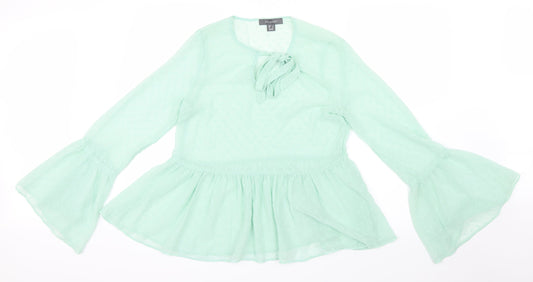 Primark Womens Green  Mesh Basic Blouse Size 8  - Peplum