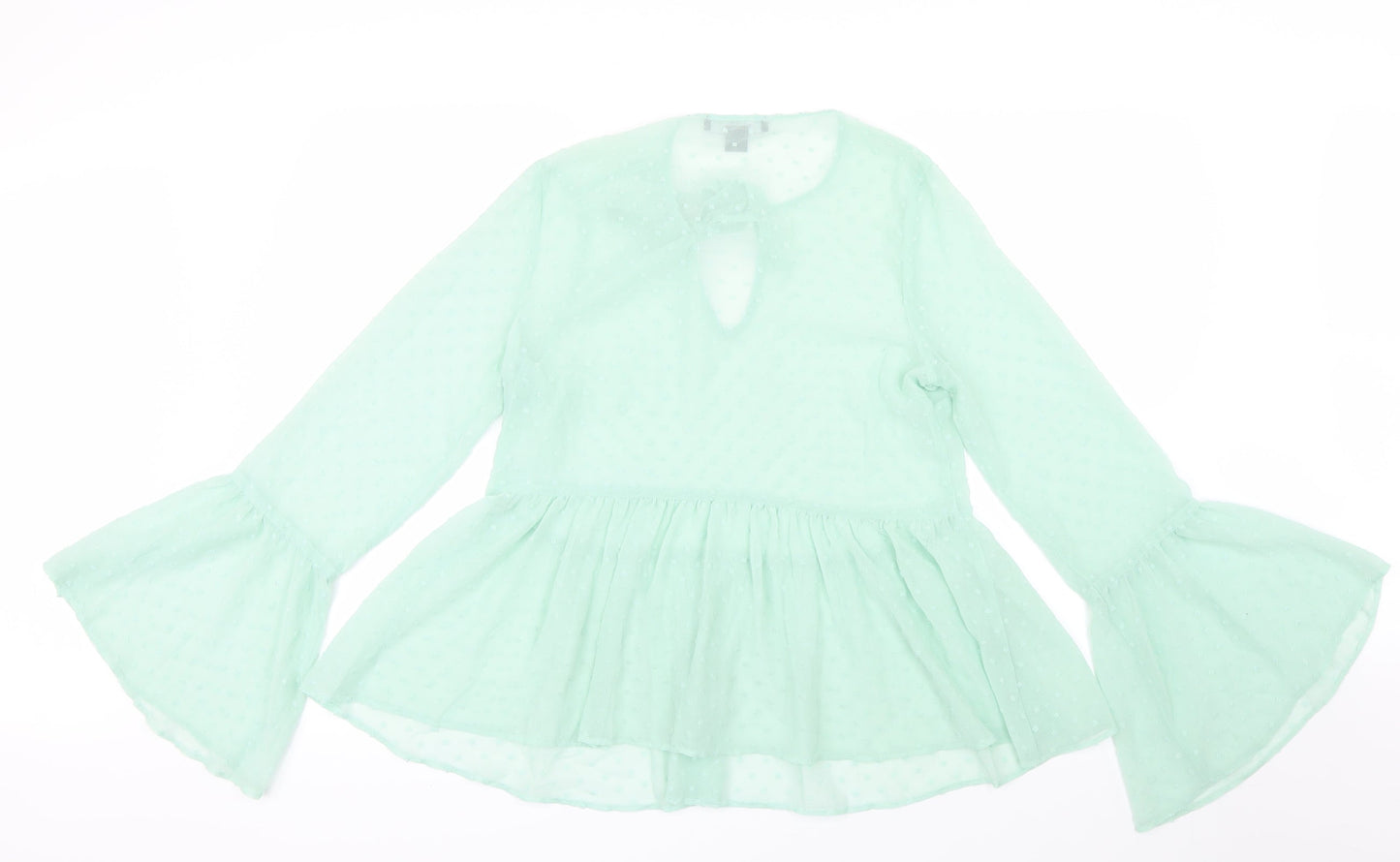 Primark Womens Green  Mesh Basic Blouse Size 8  - Peplum