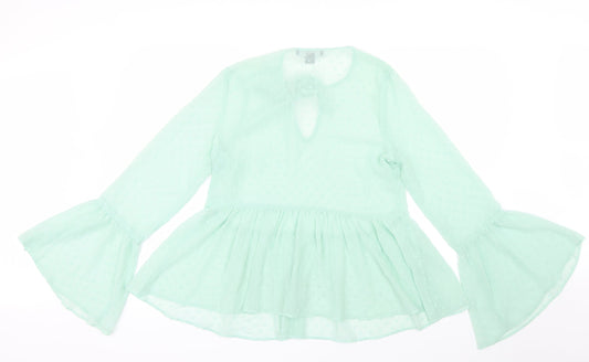 Primark Womens Green  Mesh Basic Blouse Size 8  - Peplum