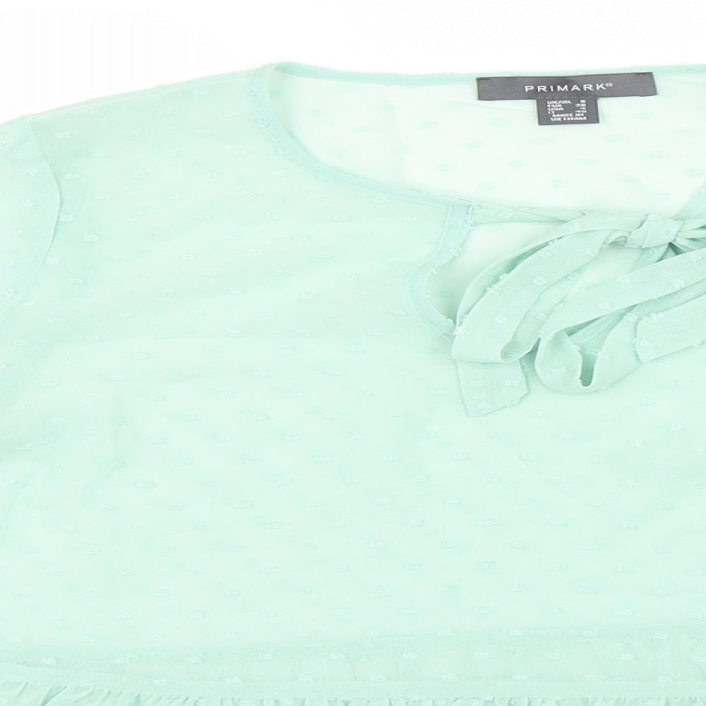 Primark Womens Green  Mesh Basic Blouse Size 8  - Peplum