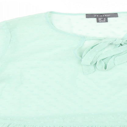Primark Womens Green  Mesh Basic Blouse Size 8  - Peplum