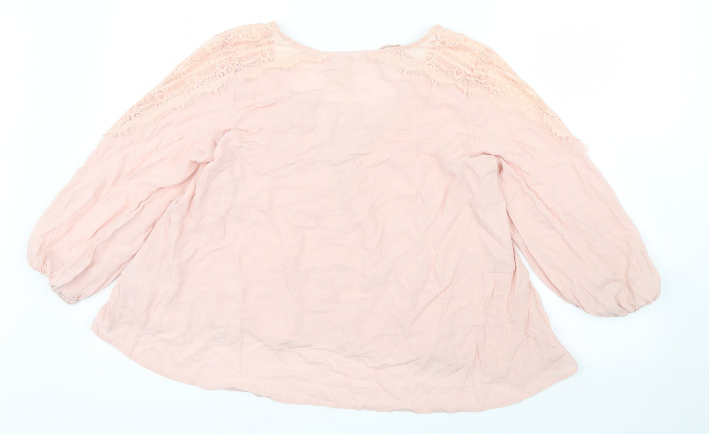 FOREVER 21 Womens Pink   Basic Blouse Size S  - Lace detail