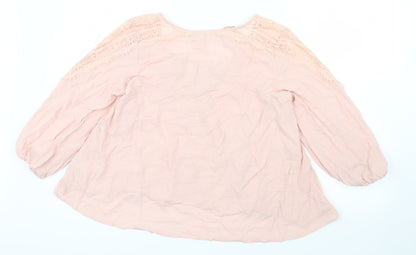FOREVER 21 Womens Pink   Basic Blouse Size S  - Lace detail