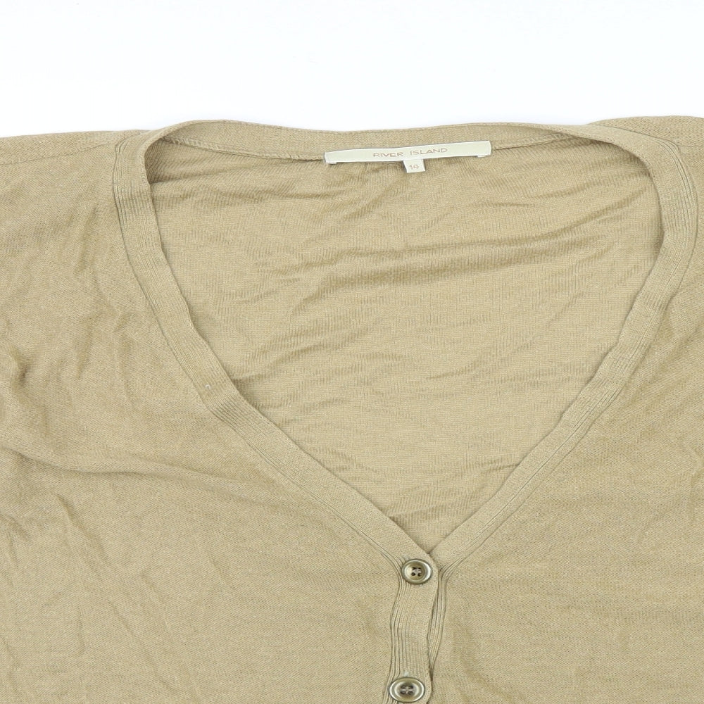 River Island Womens Beige  Knit Cardigan Jumper Size 14