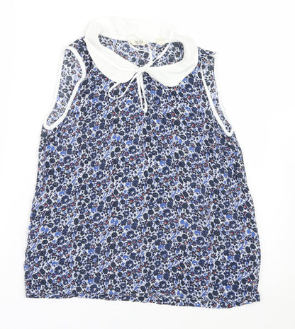 Jack Wills Womens Blue Floral  Basic Blouse Size 8