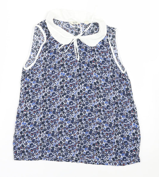 Jack Wills Womens Blue Floral  Basic Blouse Size 8