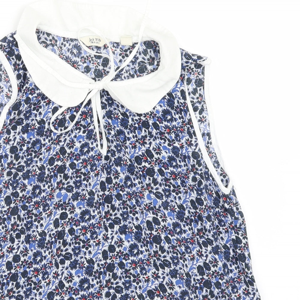 Jack Wills Womens Blue Floral  Basic Blouse Size 8