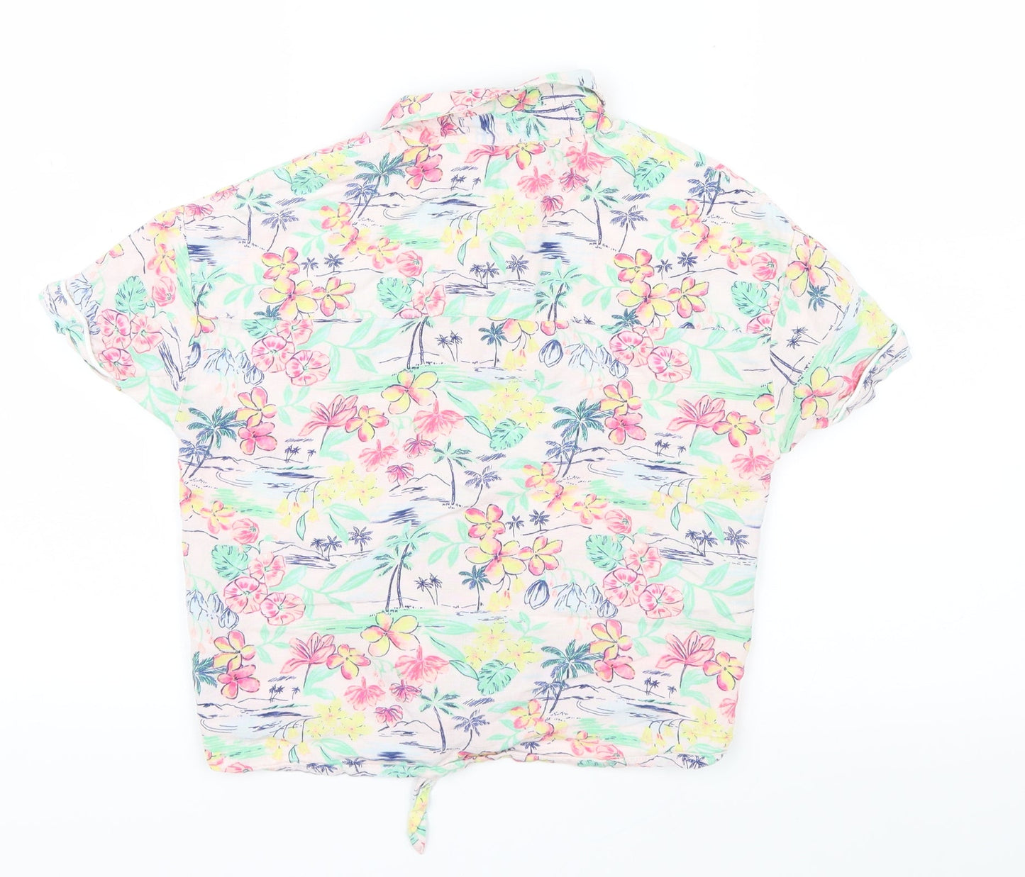 Marks and Spencer Girls Pink Floral  Basic Button-Up Size 10-11 Years  - Tie up front