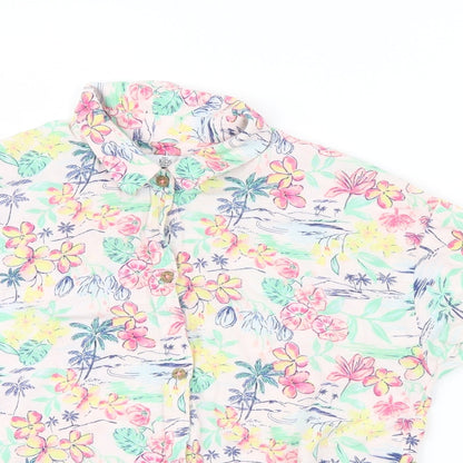 Marks and Spencer Girls Pink Floral  Basic Button-Up Size 10-11 Years  - Tie up front