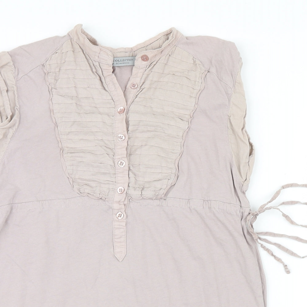 Womens UK Size 10 Zara Beige Basic Blouse